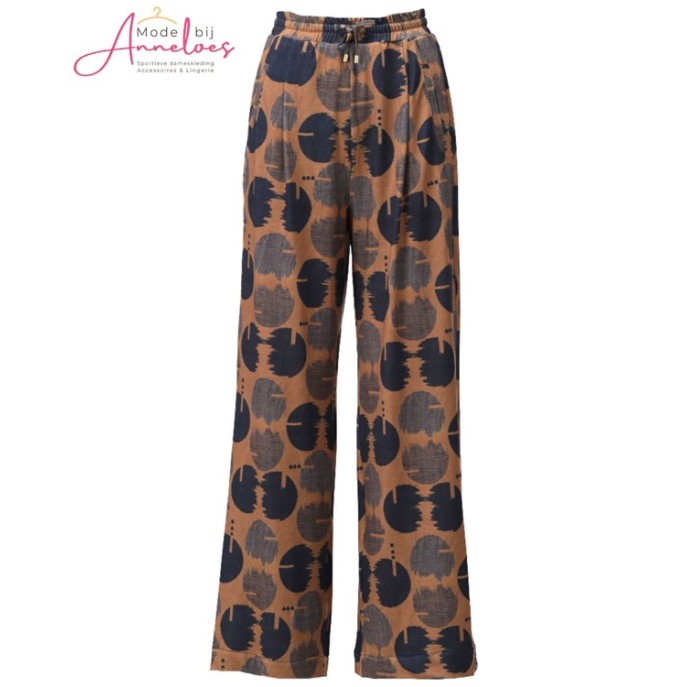 W K-Design Wijde broek B317 Bruin navy dessin W K-Design Wijde broek B317 Bruin navy dessin